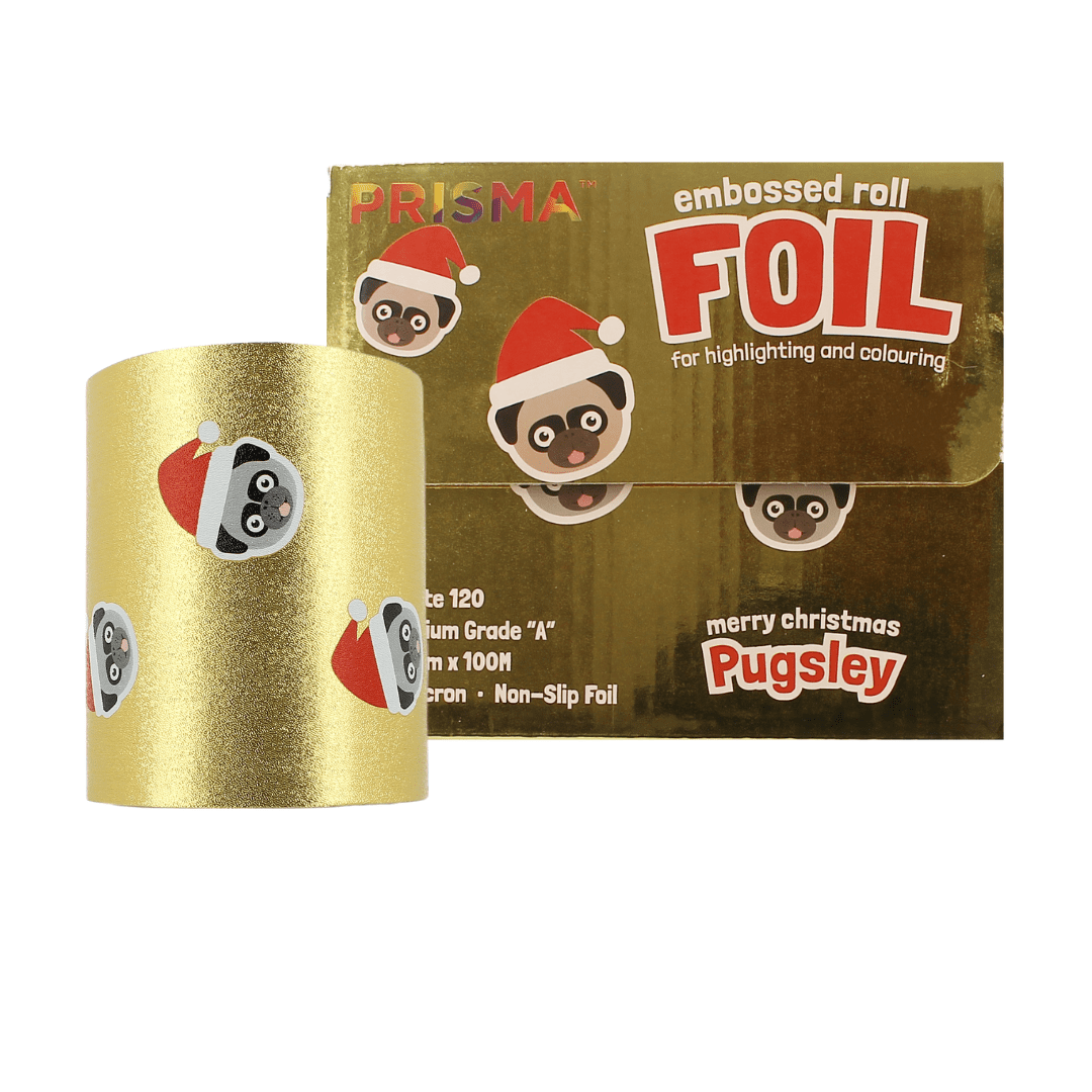 Prisma Embossed Foil Merry Christmas Pugsley (127mm x 100m)