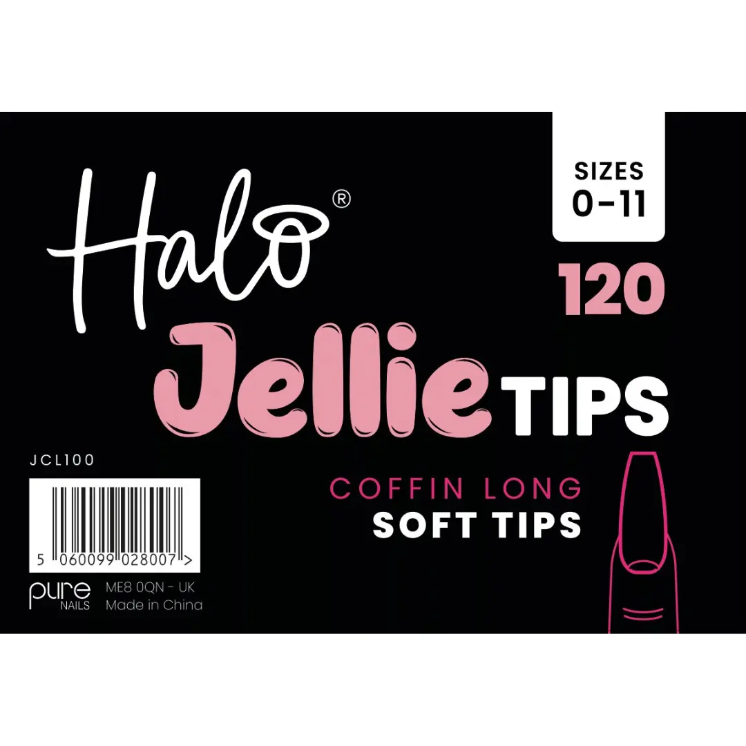 Halo Jellie Nail Tips - Coffin Long (120 Assorted Sizes)