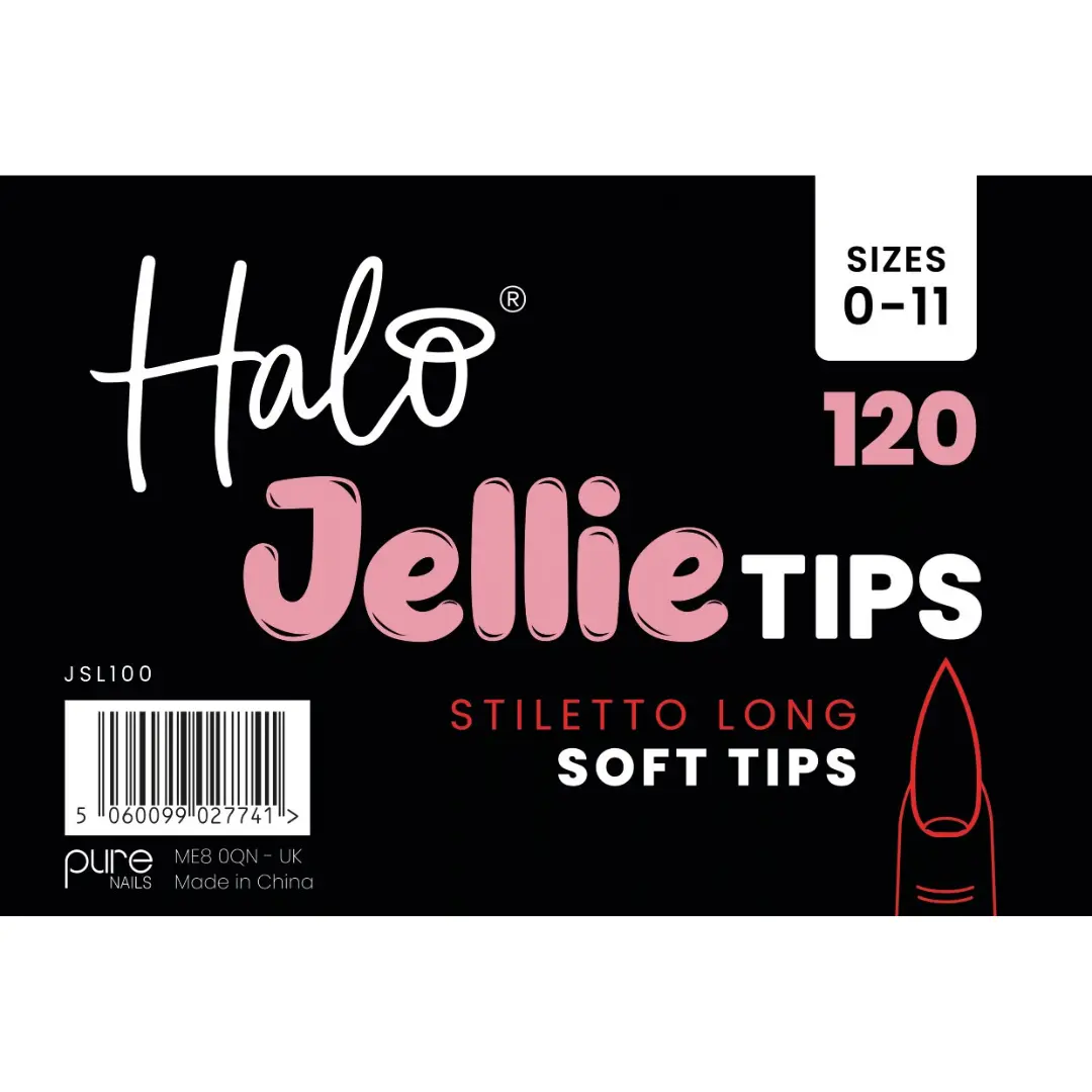 Halo Jellie Nail Tips - Stiletto Long (120 Assorted Sizes)