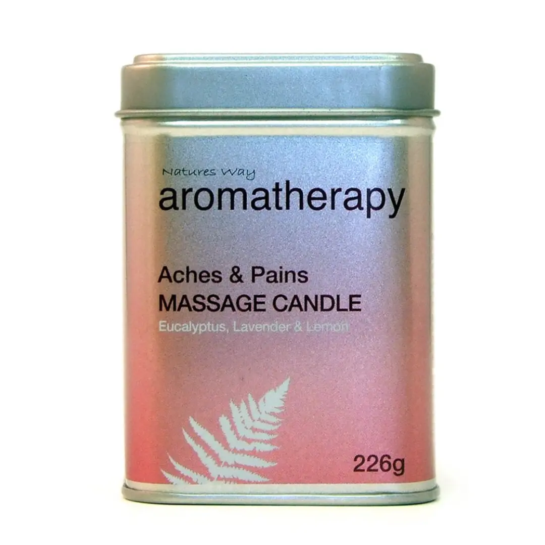 Nature's Way Aromatherapy Aches & Pains Massage Candle with Eucalyptus, Lavender & Lemon 226g