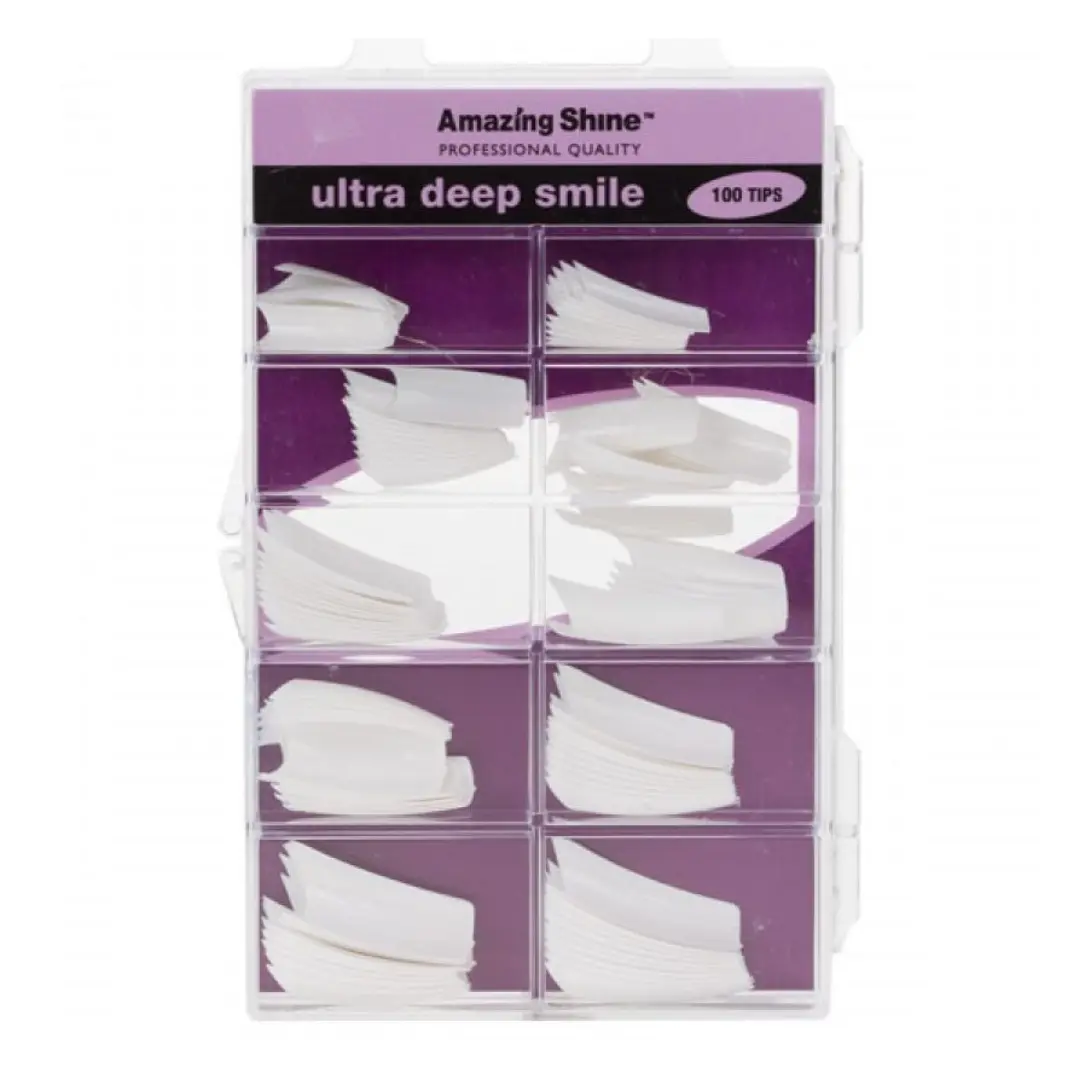Amazing Shine Ultra Deep Smile/No Well 100 Nail Tips – French White